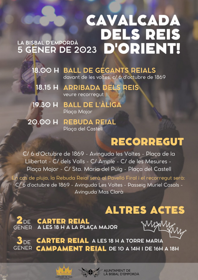 Horaris i recorregut de la Cavalcada dels Reis d’Orient a la Bisbal d’Empordà