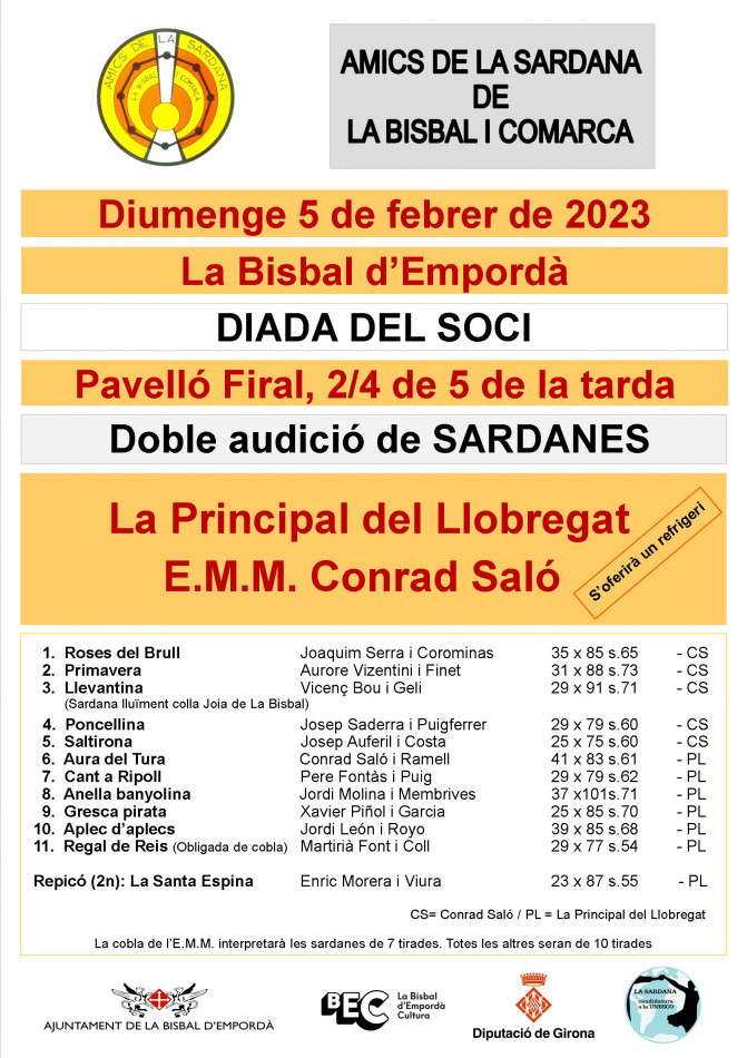 Els Amics de la Sardana de la Bisbal i Comarca celebren la Diada del Soci amb una doble audició