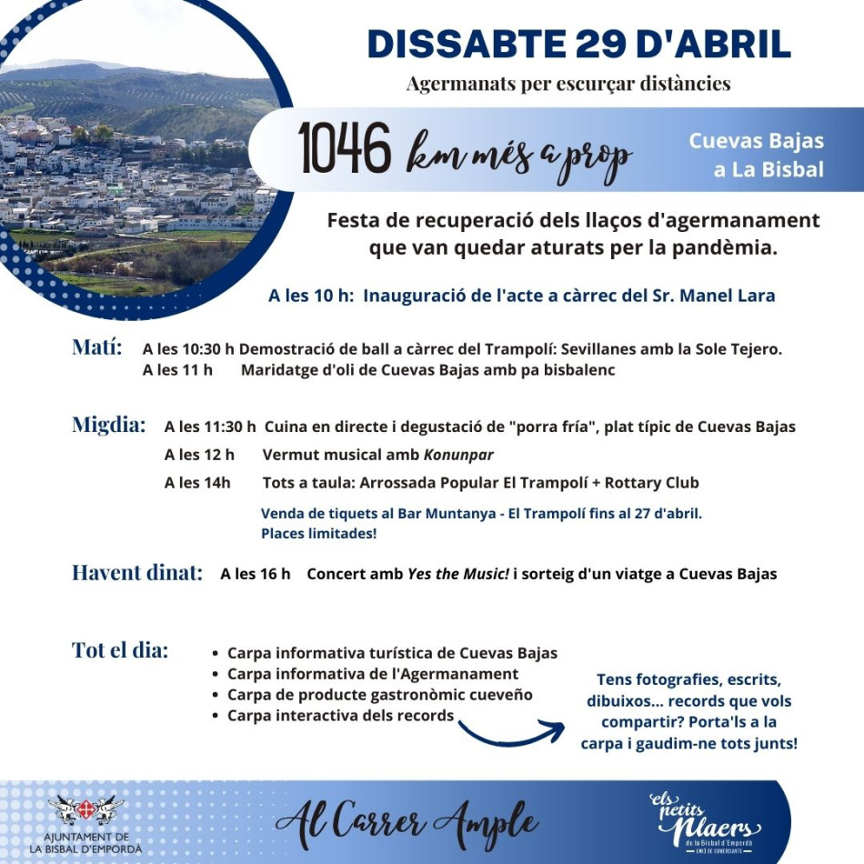 Cap de setmana bisbalenc de Feria de Abril i de Festa de Recuperació dels Llaços d’Agermanament amb Cuevas Bajas