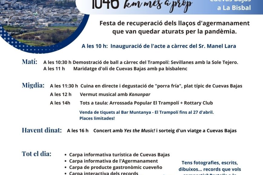 1046 KM MÉS A PROP. Cuevas Bajas a la Bisbal | © Federació del Comerç de la Bisbal 1046 KM MÉS A PROP. Cuevas Bajas a la Bisbal | © Federació del Comerç de la Bisbal