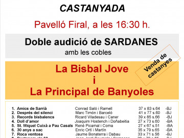 Castanyada i audició de sardanes amb la Bisbal Jove i La Principal de Banyoles