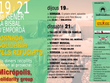 Jornada solidària pels refugiats. Xerrada. El pròxim orient, epicentre de la guerra global amb Pere Maruny
