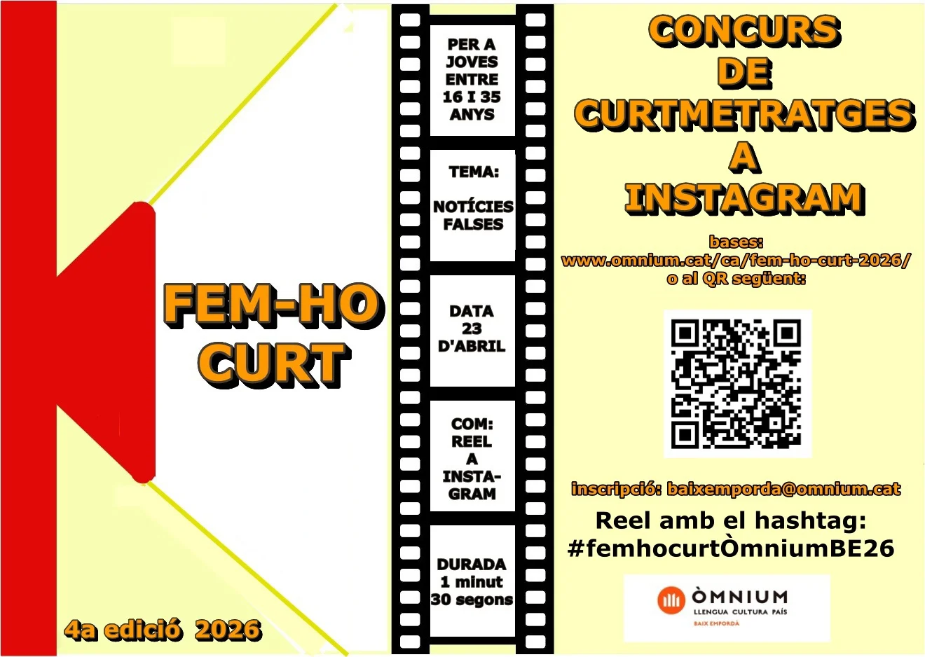 Cartell 4a edició Fem- 2026ho curt | © Òmnium Baix Empordà